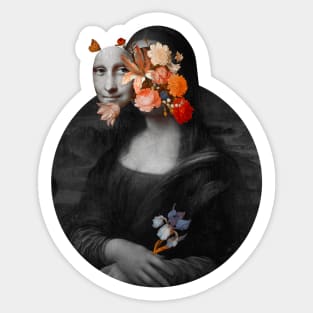 Surreal Mona Lisa with flowers. Sticker